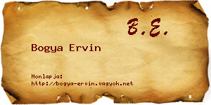 Bogya Ervin névjegykártya